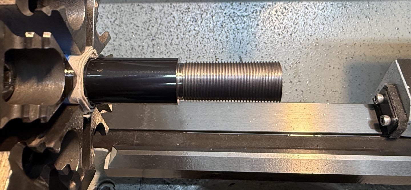 Step 3: Single Point thread cutting on the lathe to create precise 1/20-28 threads